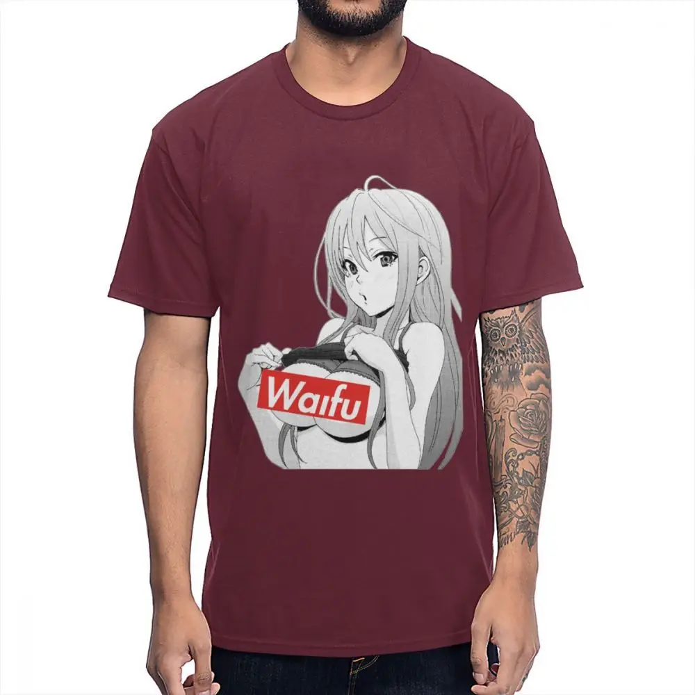 Японское аниме Waifu секс футболка модная сексуальная Ahegao графический принт футболка S-6XL уникальный дизайн футболка - Цвет: Коричневый