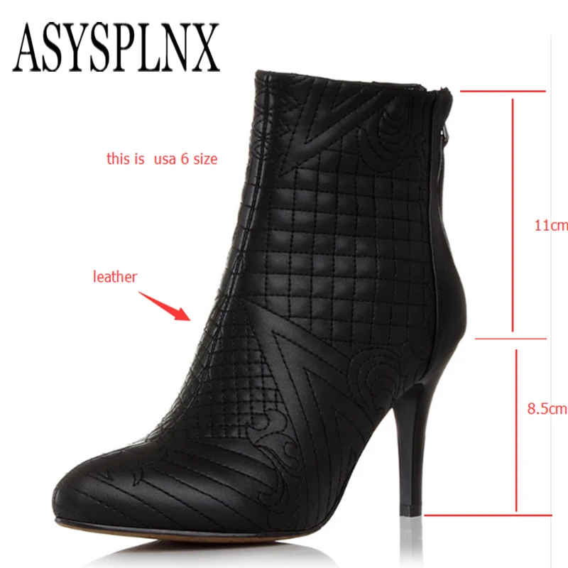 ASYSPLNX brand2018 из натуральной кожи черная обувь с острым носком Женские ботинки весна