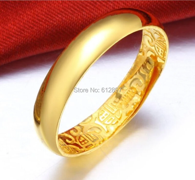 Горячая Распродажа однотонное кольцо из 24 каратного желтого золота гладкое на