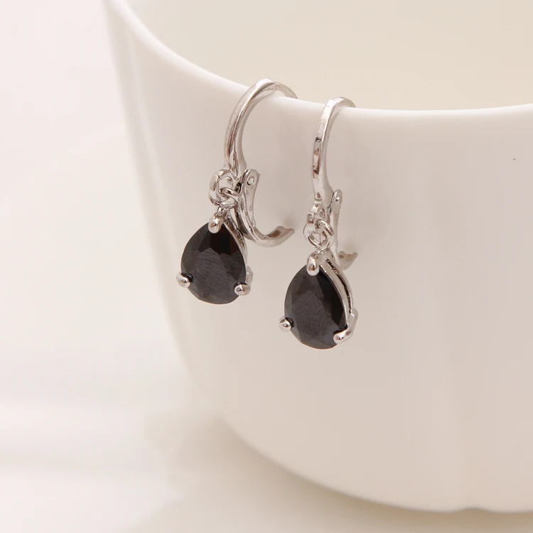 Женские сережки подвески с австрийским кристаллом золотистого красного