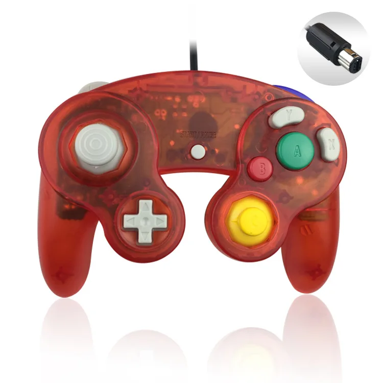 transparent Red Проводной USB/GC контроллер для NGC Gamecube для nintendo Switch контроллер адаптер для NGC Геймпад контроллер ПК GC ручной джойстик - Цвет: transparent Red