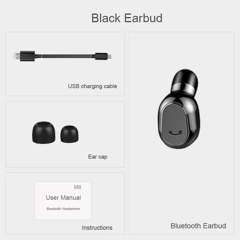 Black YOU FIRST M8 Беспроводные наушники Bluetooth гарнитура спортивные стерео Bluetooth наушники с микрофоном для мобильного телефона iPhone - Цвет: Black