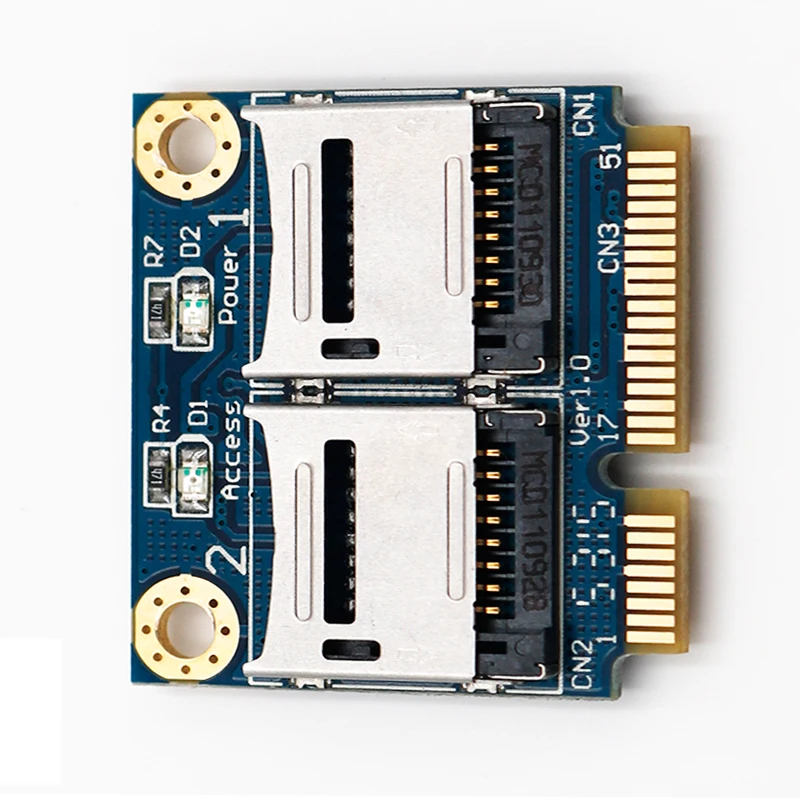 Двойной адаптер TF Micro SD MPCI-E Express с полукронштейном адаптер для чтения карт памяти Поддержка Windows ME/2000/XP/Vista/7/Mac OS