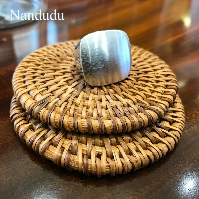 Nandudu Punk Style Copper Brushed Brass Rings Fashion Jewelry Square Shape Yellow& White Gold Color Men Women Unisex Ring Gift