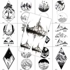 Геометрические поддельные горные Временные татуировки, наклейки для мужчин, женщин, детей, боди-арт, татуировки черного дерева, водонепроницаемые татуировки