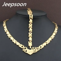 hot sell wholesale newest fashion stainless steel metal silver and gold color heart necklace and bracelet jewelry set sfkgcrfi