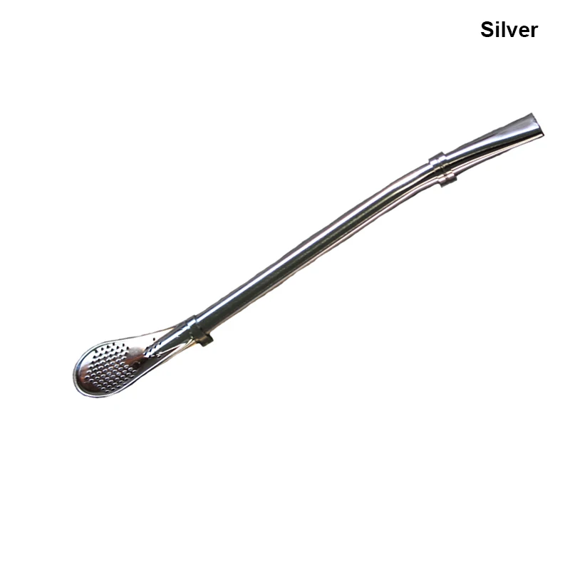 Silver BORREY 1 шт. соломинки для питья из нержавеющей стали, экологичный фильтр, соломинки для чая, кофе, фильтрующая ложка, коктейльные соломинки, вечерние столовые приборы - Цвет: Silver