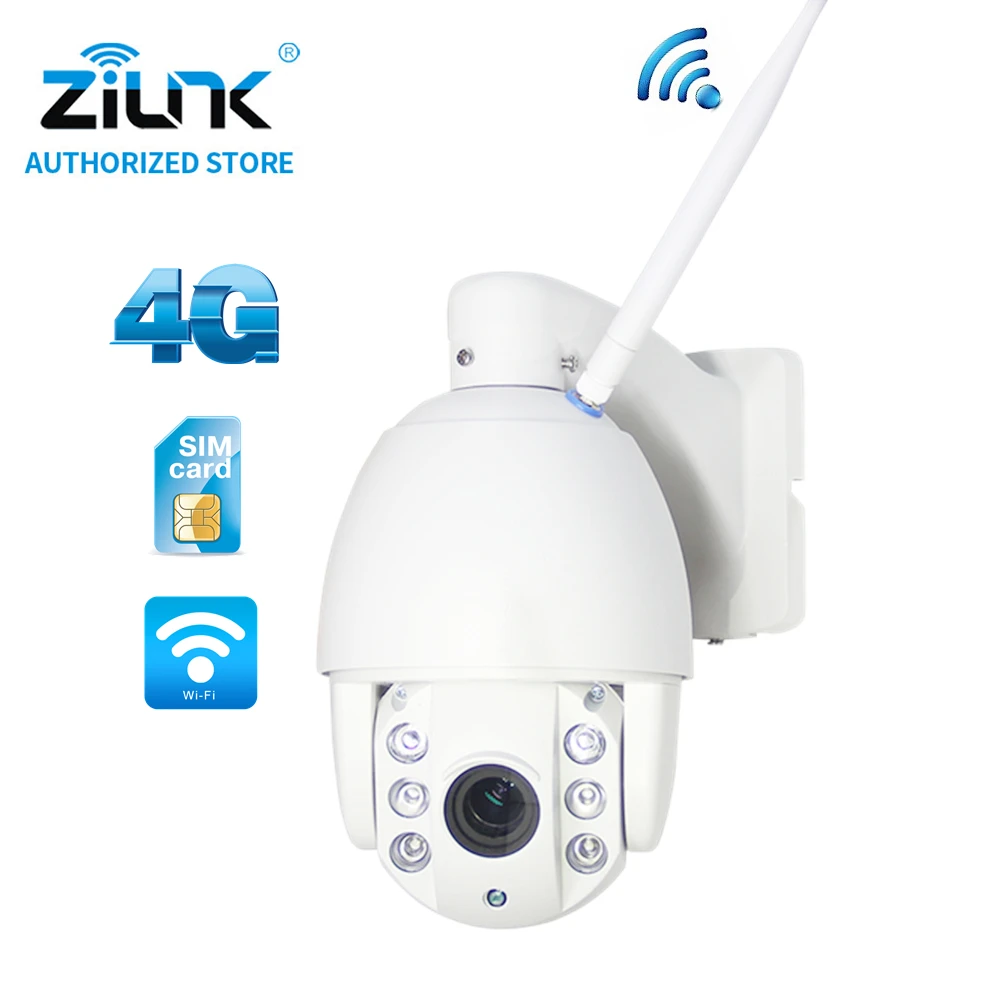 ZILNK 3G/4G SIM карта IP камера скоростная купольная 2 МП Full HD 1080P P2P сеть 5x зум объектив PTZ