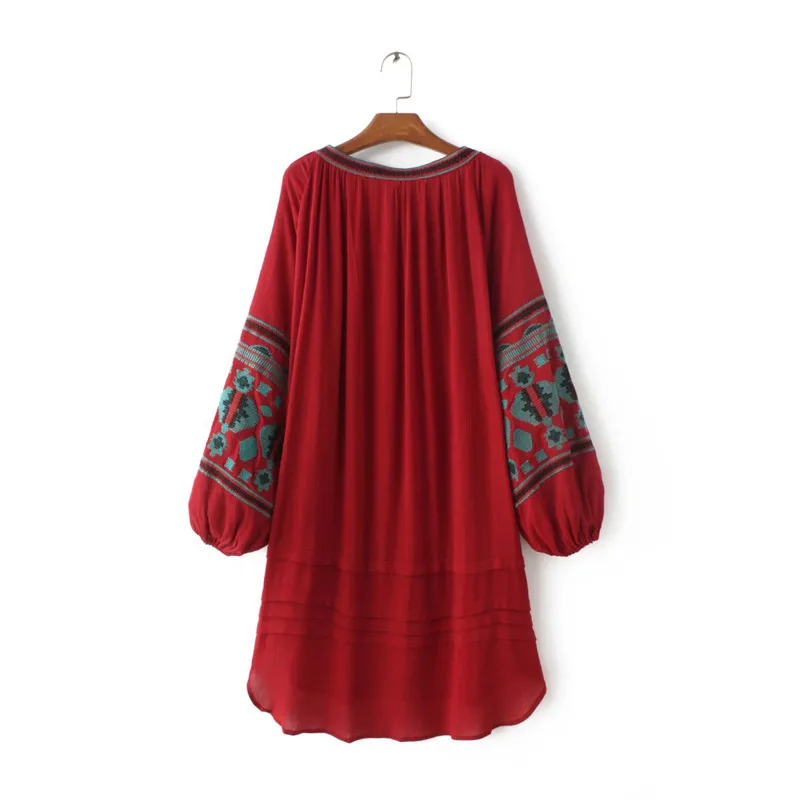 Brand Summer Runway Dress 2018 Loose Causal National Embroidery Vintage Retro Boho Beach Tassel Long Sleeve Dresses White | Женская