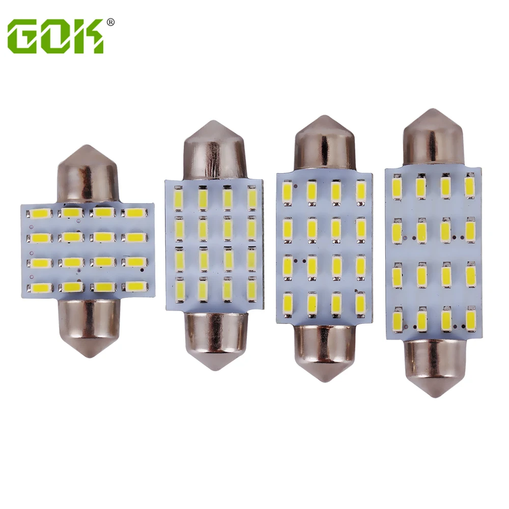 

10 шт./лот Светодиодная лампа festoon led C5W 16led 3014 smd 160lm светодиодная купольная лампа 31 мм 36 мм 39 мм 42 мм автомобильная светодиодная подсветка Освещ...