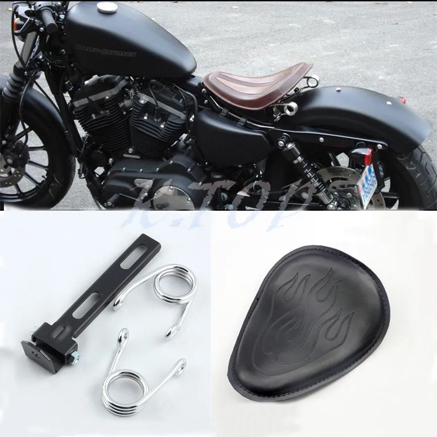 2015 черное пламя кожаный контурный соло сиденье хромированный Кронштейн + 2 8