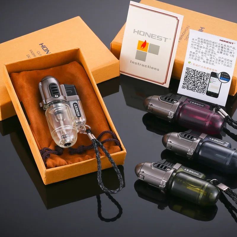 100 шт./лот мини струйная Зажигалка HONEST надувная ветрозащитная Бутановая газовая