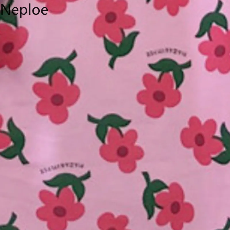 Женские футболки с цветочным принтом Neploe корейские повседневные круглым вырезом