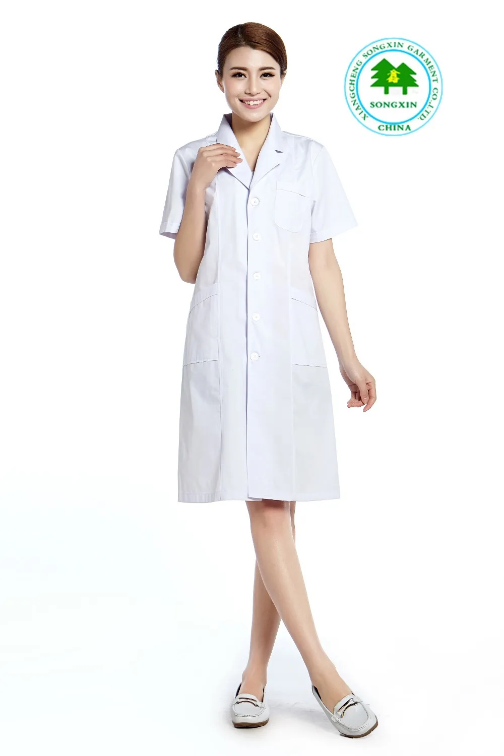 Бесплатная доставка женские больница с коротким рукавом доктор униформа длинное