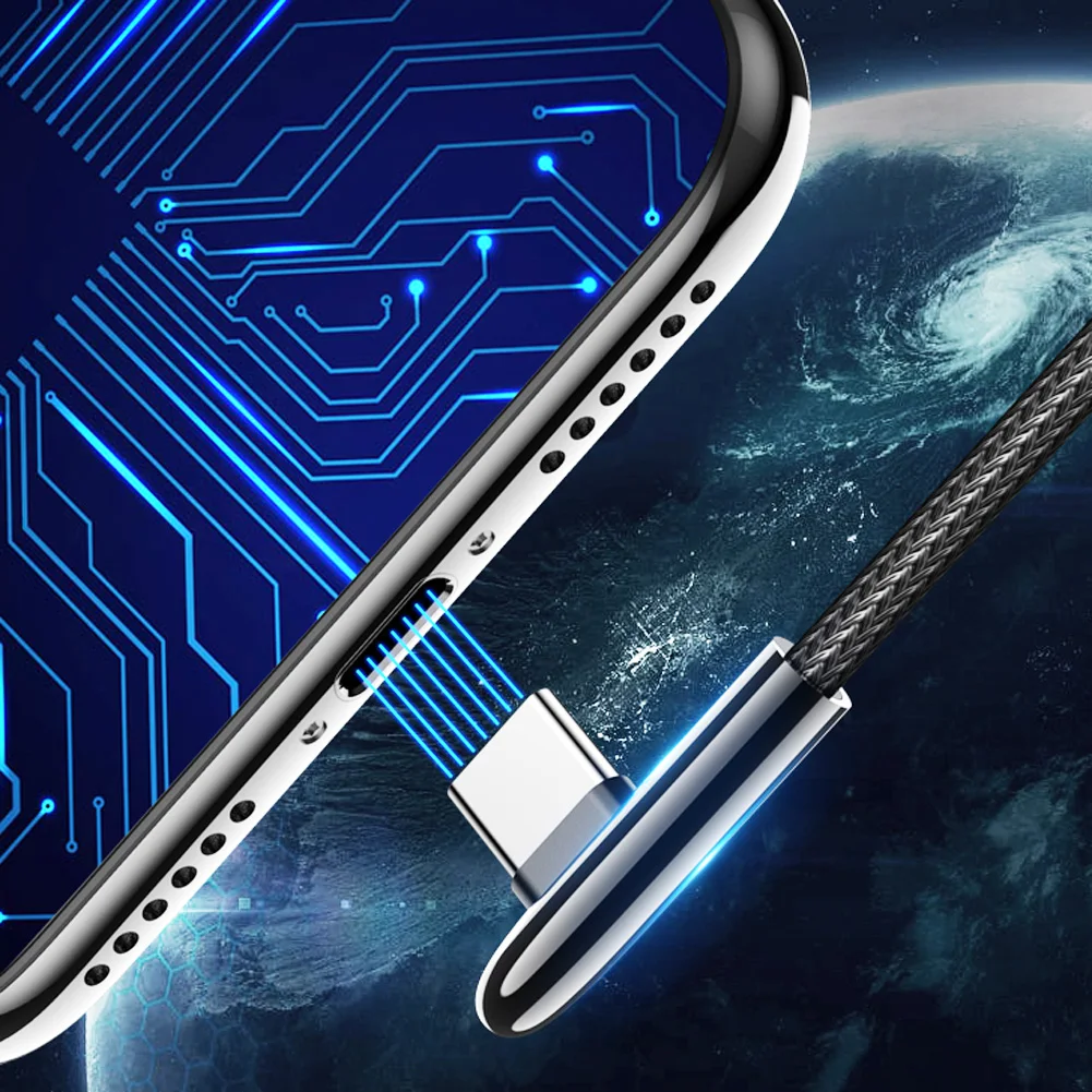 Для samsung S10 S9 S8 Xiaomi Redmi Note7 huawei P30 Pro измерители данных 90 ° локоть usb type C кабель для быстрой зарядки телефона шнур