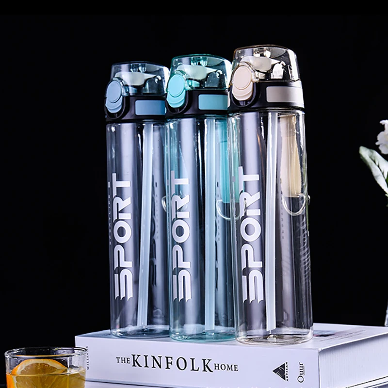 Бутылка для воды с соломинкой и прямой крышкой 750 мл без БФА | Дом сад