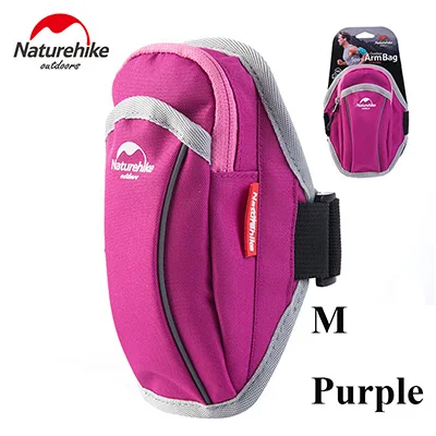 Purple M NatureHike Водонепроницаемая нейлоновая универсальная Беговая сумка для телефона спортивный чехол на руку для мужчин сумки для женщин портативная спортивная сумка NH15Y007-B - Цвет: Purple M