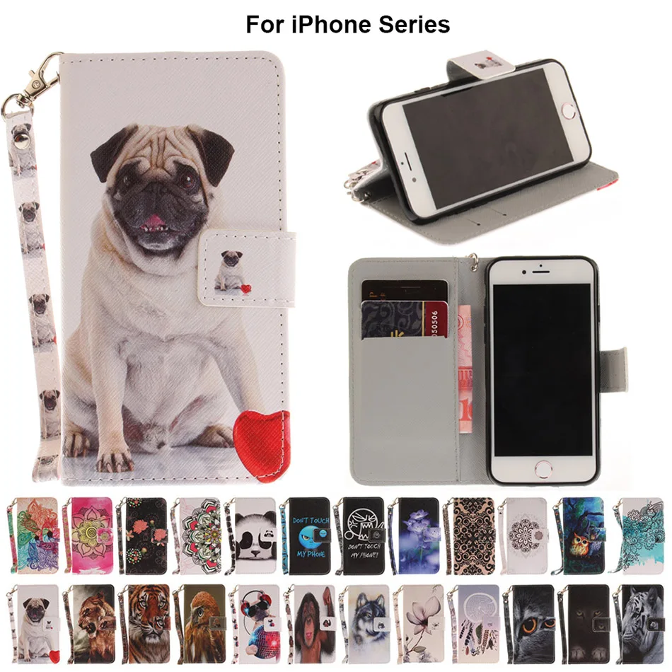 Кожаный чехол-бумажник с рисунком для iPhone XS, XR, X, 8, 7 Plus, 5, 5S, SE, 6 S, 6, флип-чехол со слотом для карт, чехол для iPhone XS Max, чехлы