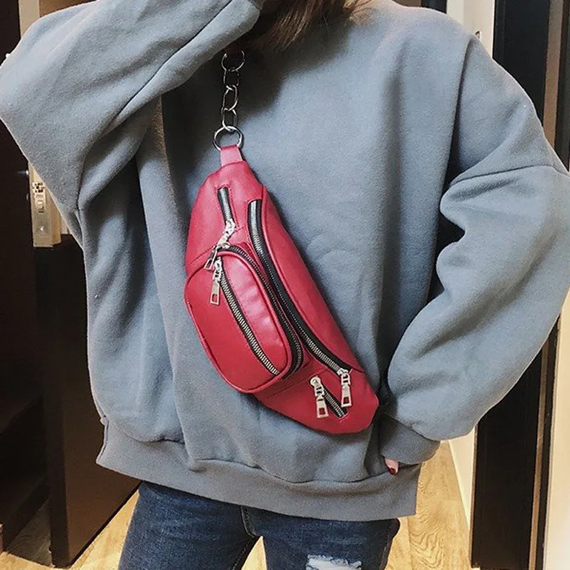 Oeak New Women Waist Bag Multifunction Women Waist Fashion Leather Phone Bags Small Belt Bag Cool Packs Women