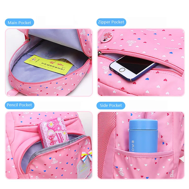 Детские школьные рюкзаки для девочек с принтом Подростковый рюкзак бантом