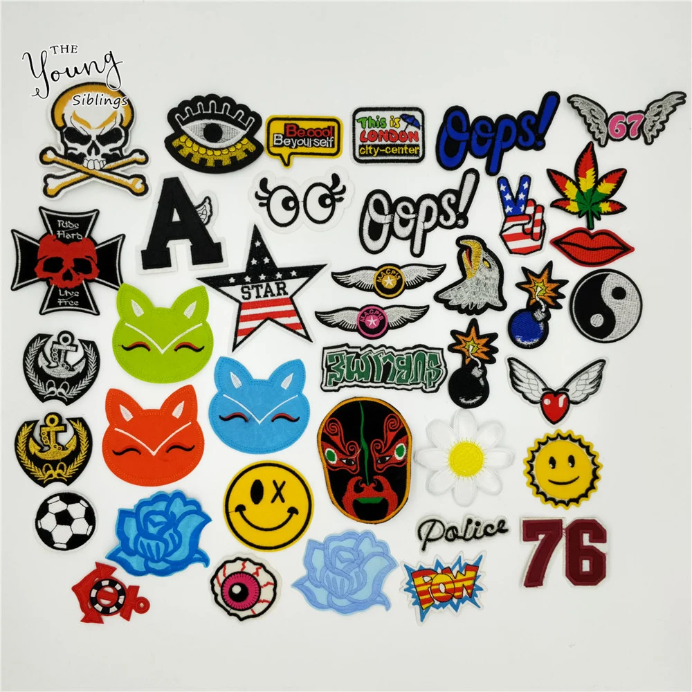 Новое поступление вышитые нашивки в полоску железные для одежды Череп клен