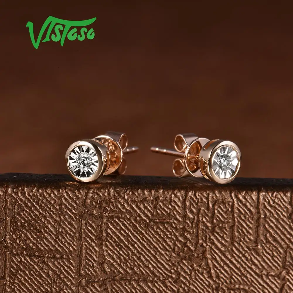 VISTOSO Pure 14K 585 двухцветные золотистые сверкающие иллюзии набор чудо пластинчатых