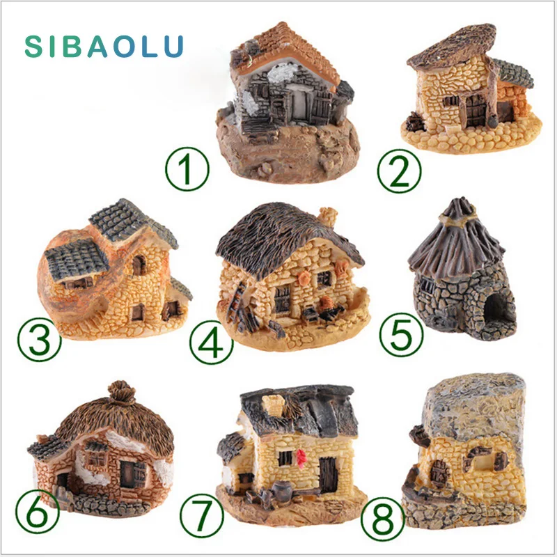 Фигурка коттеджа декоративная статуя искусственных животных миниатюрный мох