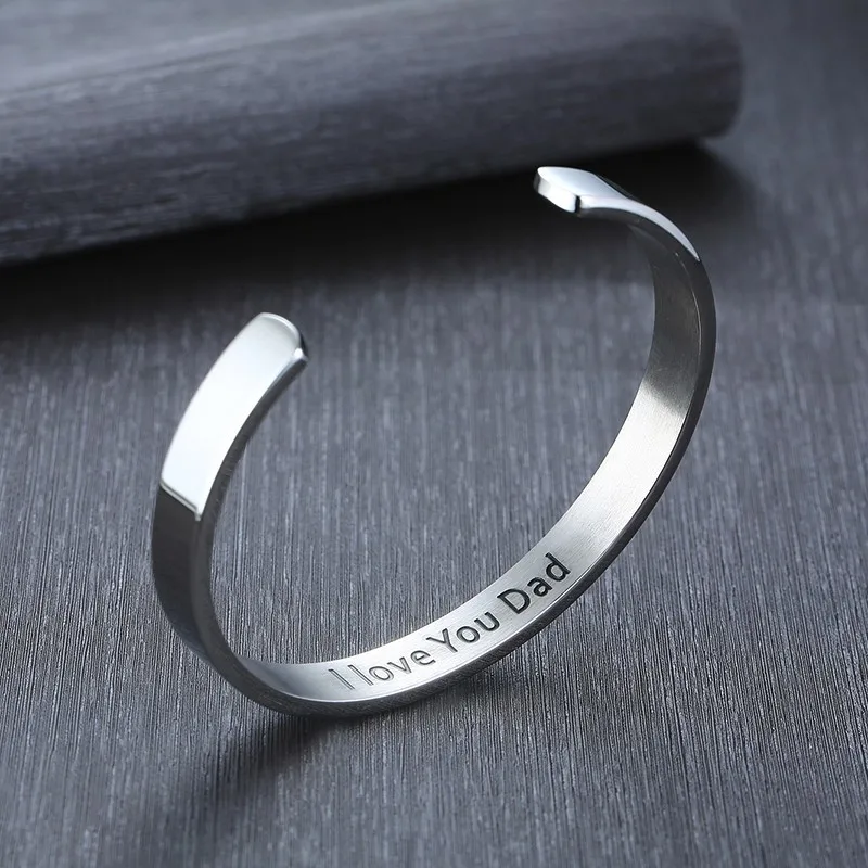 Папа браслеты для мужчин ручной штампованный папа Мощность Браслет манжета