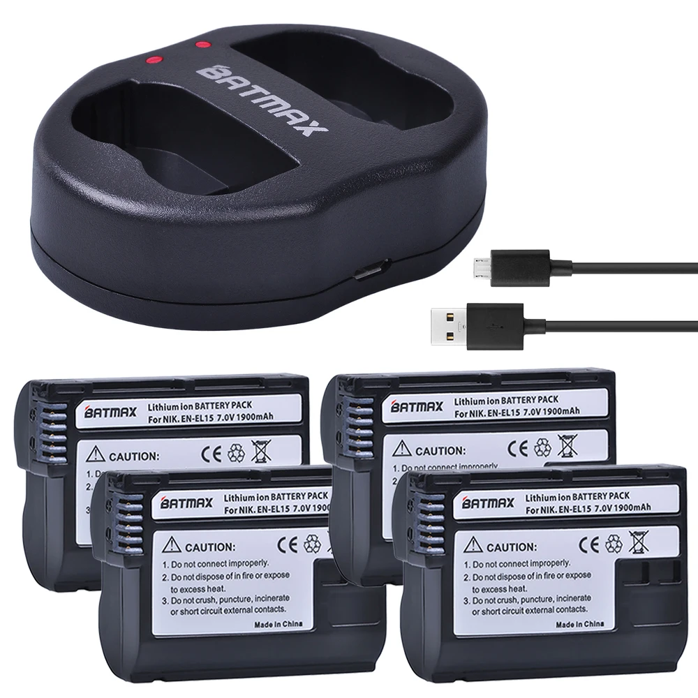 Batmax 4 шт. EN-EL15 EN EL15 ENEL15 литий-ионная батарея + двойное зарядное устройство USB для Nikon
