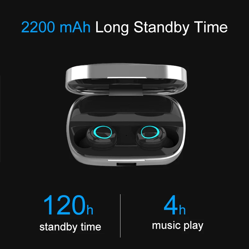 Lakukom беспроводные Bluetooth наушники новые S11Touch Control HiFi Sound Sports с зарядным чехлом 2200