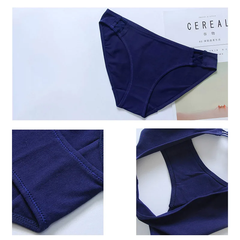 NavyBlue Женские сексуальные трусики, хлопковое бесшовное женское Брендовое нижнее белье, трусы, мягкое шелковое нижнее белье, женские трусики бикини DULASI - Цвет: NavyBlue