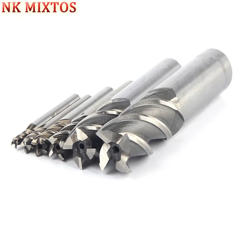 NK MIXTOS 7 шт./компл. Концевая фреза с прямым хвостовиком 4 флейты HSS Сверло 4/6/8/10/12/16/20