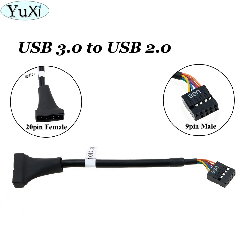YuXi черный 19/20 Pin USB 3 0 Женский к 9 2 Мужской материнской платы заголовок адаптер Шнур