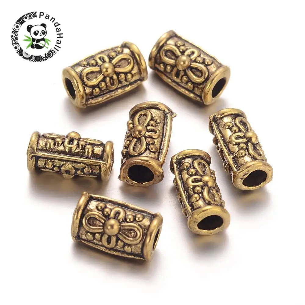 Бисер в тибетском стиле без свинца античный золотой Размер: Приблизительно 6 мм