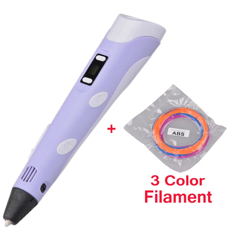 3D ручка 2 го поколения ЖК дисплей DIY 3d принтер с 3 вида цветов 15 м ABS/PLA нить