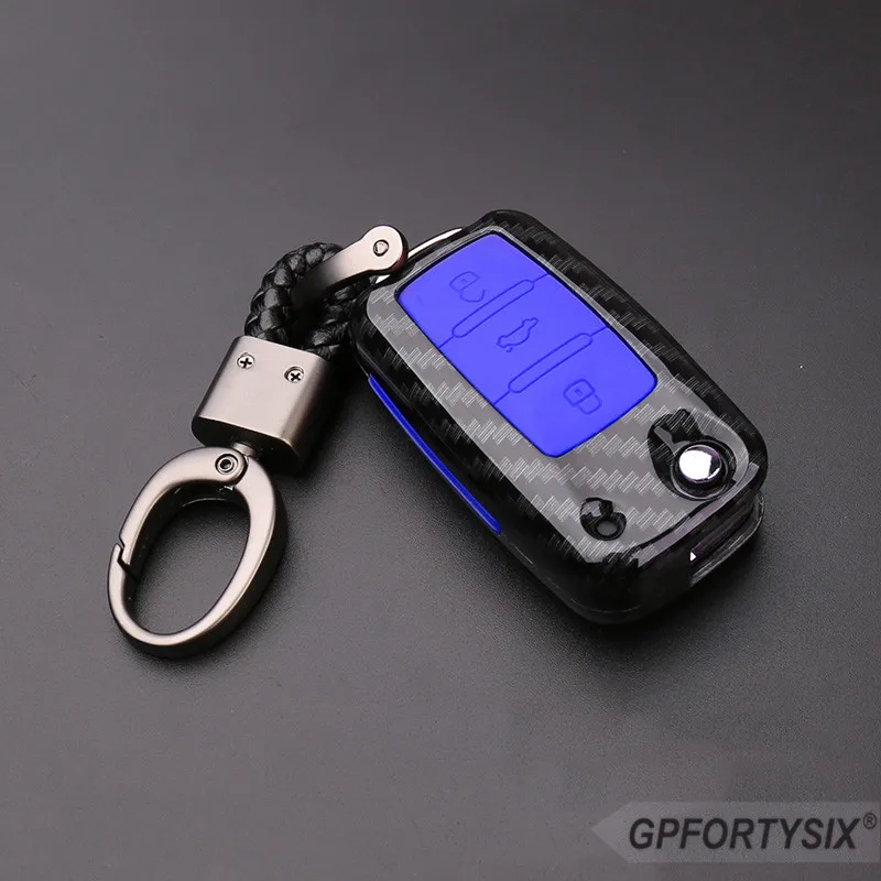 Чехол для автомобильного ключа из углеродного волокна Volkswagen VW Passat CC POLO Golf jetta CrossFox Plus Eos Scirocco Beetle Skoda