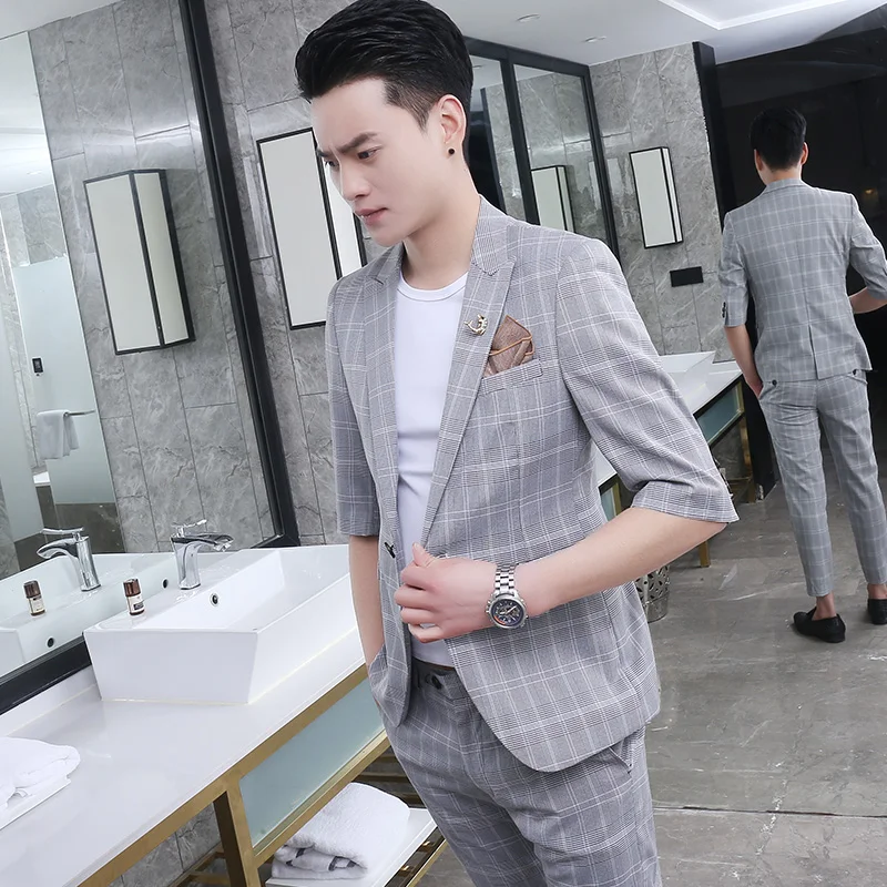 Летний Тонкий мужской костюм в Корейском стиле для самостоятельного наращивания