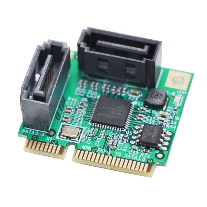 Карта контроллера Mini PCI Express SATAIII 3 0 6 Гбит/с ASM1061 PCIE 2 порта SATA Расширительная карта