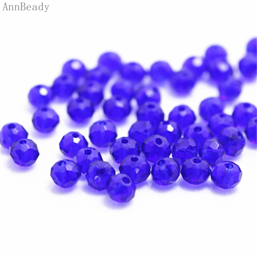 deep blue AnnBeady, одноцветные, зеленые, 3*4 мм, 145 шт, Rondelle, австрийские граненые Хрустальные стеклянные бусины, свободные разделительные бусины для изготовления ювелирных изделий - Цвет: deep blue