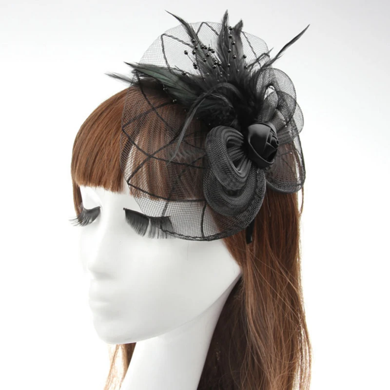 Женский свадебный головной убор кружевной с перьями для церкви аксессуары волос