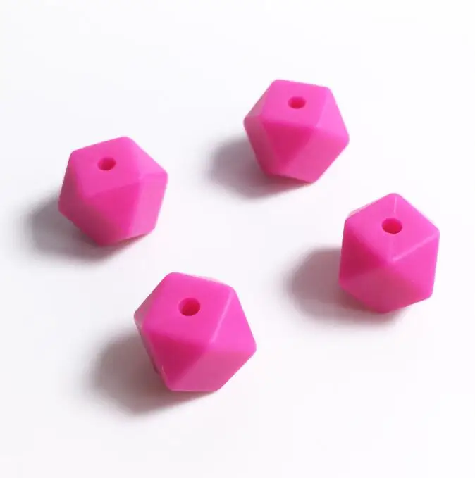 hot pink Новые мини геометрические шестигранные силиконовые бусины-сделай сам партия 100 шт шестигранные свободные отдельные силиконовые бусины без соединительной линии - Цвет: hot pink