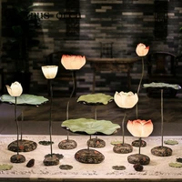 creative new chinese classical lotus lamp room teahouse bedroom corridor chinese wind leaf vertical desk lamp free shipping