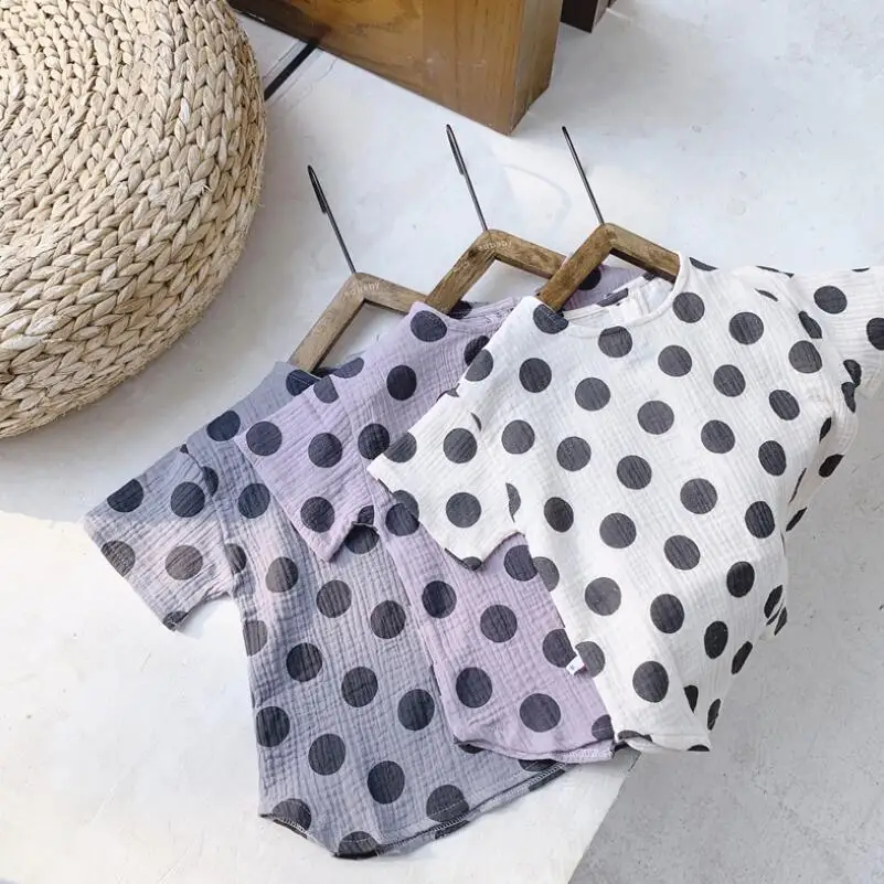 Новинка лета 2019 блузка с коротким рукавом для девочек топы детская одежда в