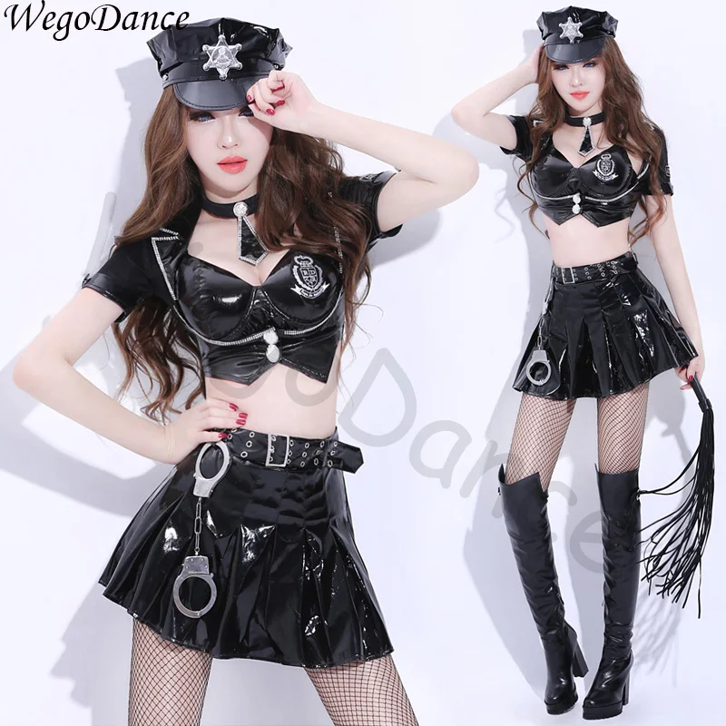military uniform DS performance cosplay policewoman dance wear stage costume woman freeshipping | Тематическая одежда и