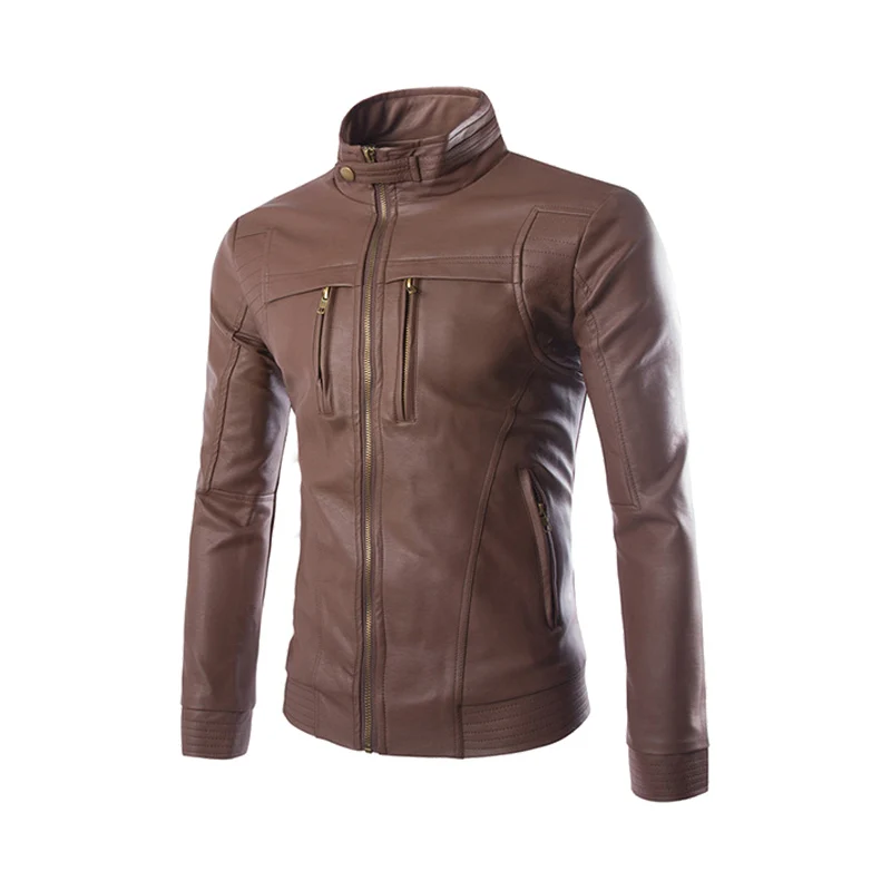Y212 Brown Новая мотоциклетная куртка из искусственной кожи, Мужская винтажная мотоциклетная куртка из искусственной кожи в стиле панк, мотоциклетная кожаная куртка, Байкерская одежда в стиле ретро, стильное пальто - Цвет: Y212 Brown