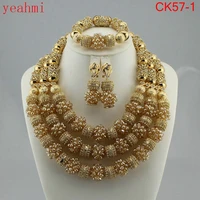 amazing african beads jewelry set chain women nigerian wedding crystal multi layer necklace earring indian jewelry sets