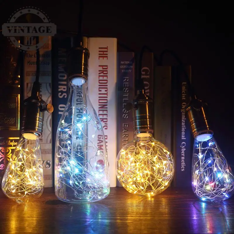 VintageIII Новогоднее украшение E27 лампы для домашнего кафе свет шнура RGB Медь шелк G95