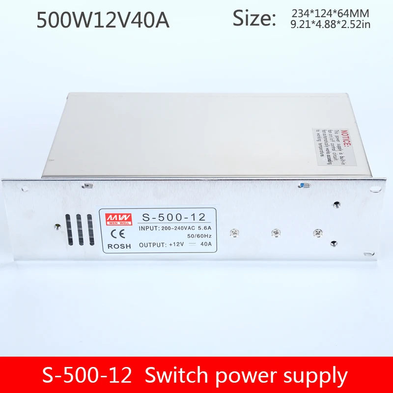12V40A импульсный источник питания 500 Вт AC в DC трансформатор регулятор мониторинга