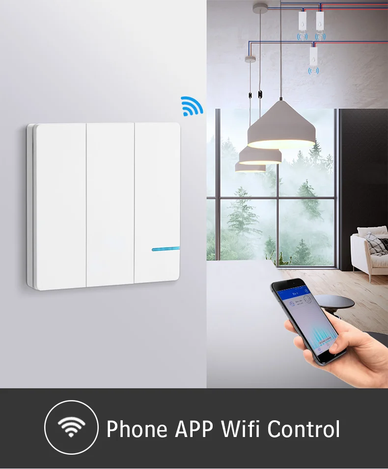 WiFi беспроводной светильник с дистанционным управлением Tuya Smart Life RF настенный выключатель водонепроницаемый Alexa Echo Google Home Голосовое управление