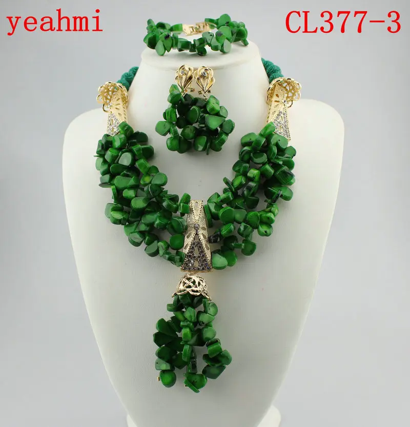 

2019 Coral Bead Sets Jewelry Latest Design Nigerian Beads Necklace Set Bridal Jewelry Set Free Shipping CL377-1